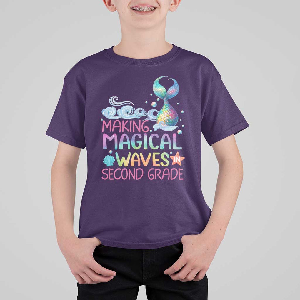 2nd Grade Mermaid T Shirt For Kid Making Magical Waves In Second Grade TS09 Purple Print Your Wear