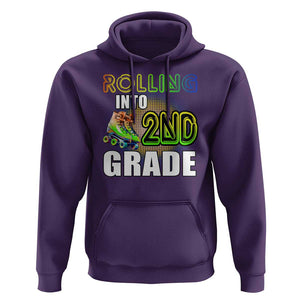 Rolling Into 2nd Grade Skating Hoodie Back To School Rainbow Roller Skates TS09 Purple Print Your Wear