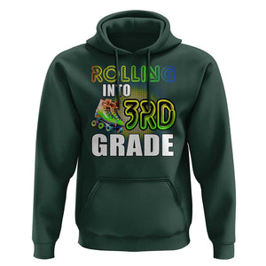 Rolling Into 3rd Grade Skating Hoodie Back To School Rainbow Roller Skates TS09 Dark Forest Green Print Your Wear