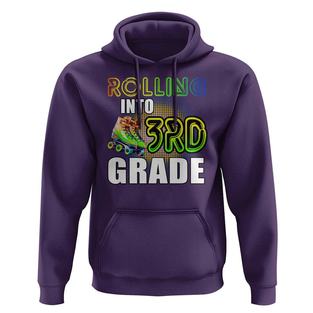 Rolling Into 3rd Grade Skating Hoodie Back To School Rainbow Roller Skates TS09 Purple Print Your Wear