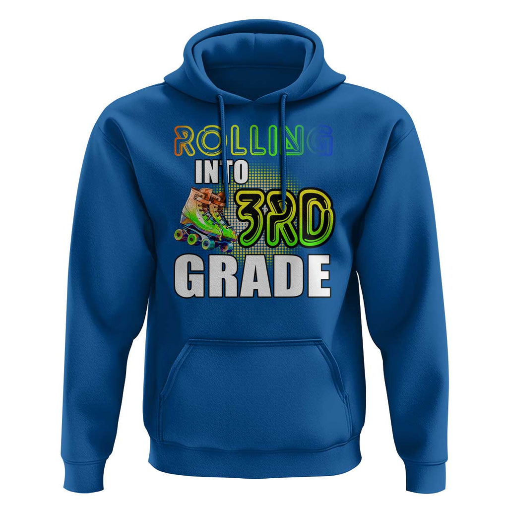 Rolling Into 3rd Grade Skating Hoodie Back To School Rainbow Roller Skates TS09 Royal Blue Print Your Wear