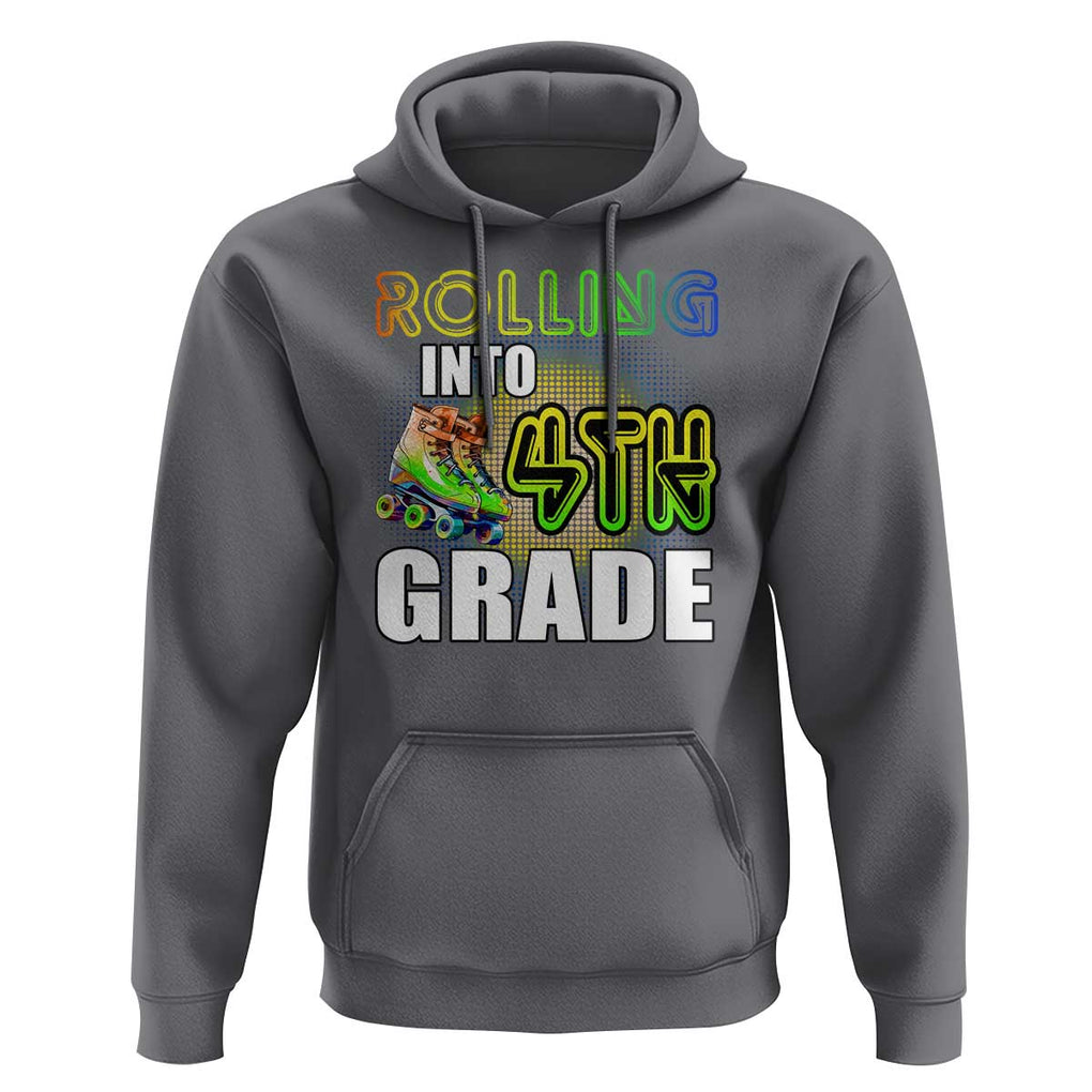 Rolling Into 4th Grade Skating Hoodie Back To School Rainbow Roller Skates TS09 Charcoal Print Your Wear
