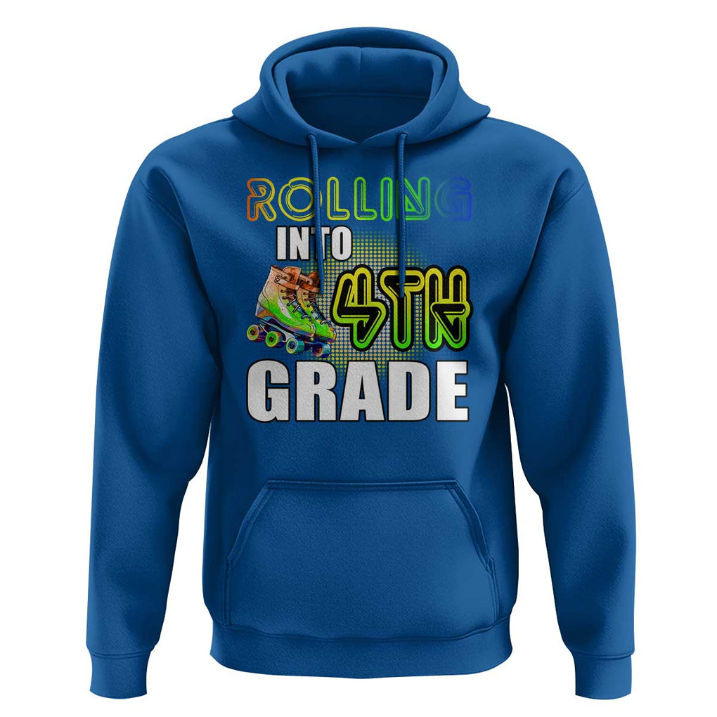 Rolling Into 4th Grade Skating Hoodie Back To School Rainbow Roller Skates TS09 Royal Blue Print Your Wear