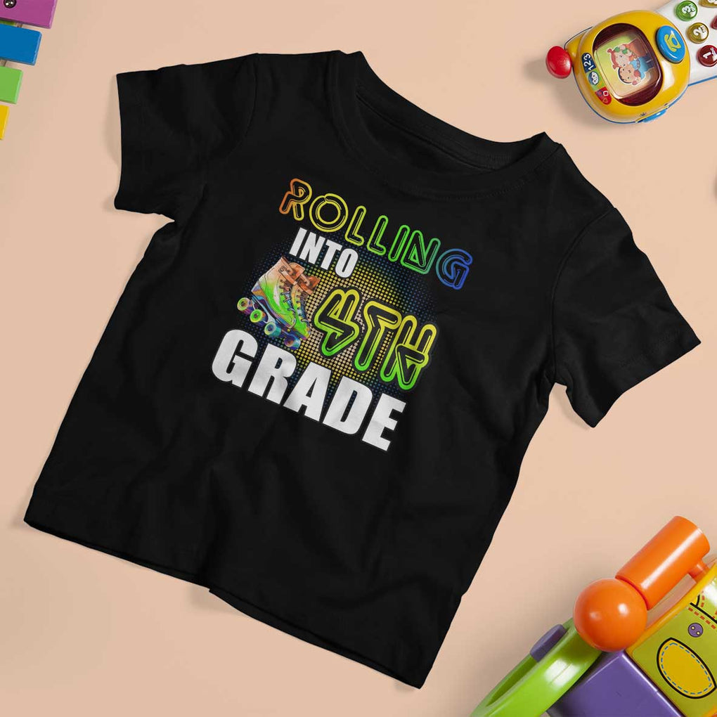 Rolling Into 4th Grade Skating T Shirt For Kid Back To School Rainbow Roller Skates TS09 Black Print Your Wear