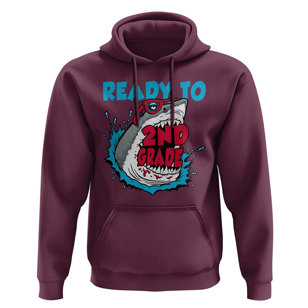 Funny Shark Ready To Attack 2nd Grade Hoodie TS09 Maroon Print Your Wear