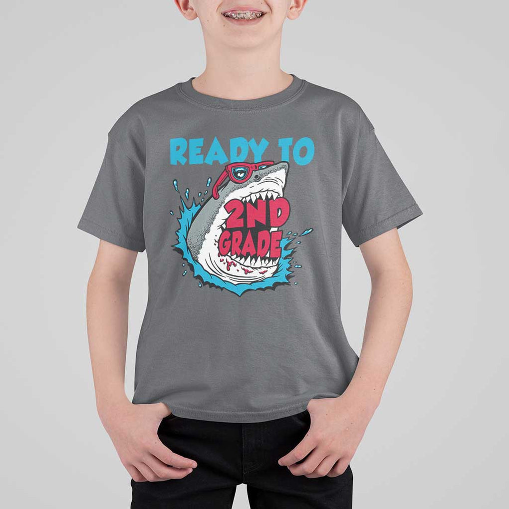 Funny Shark Ready To Attack 2nd Grade T Shirt For Kid TS09 Charcoal Print Your Wear