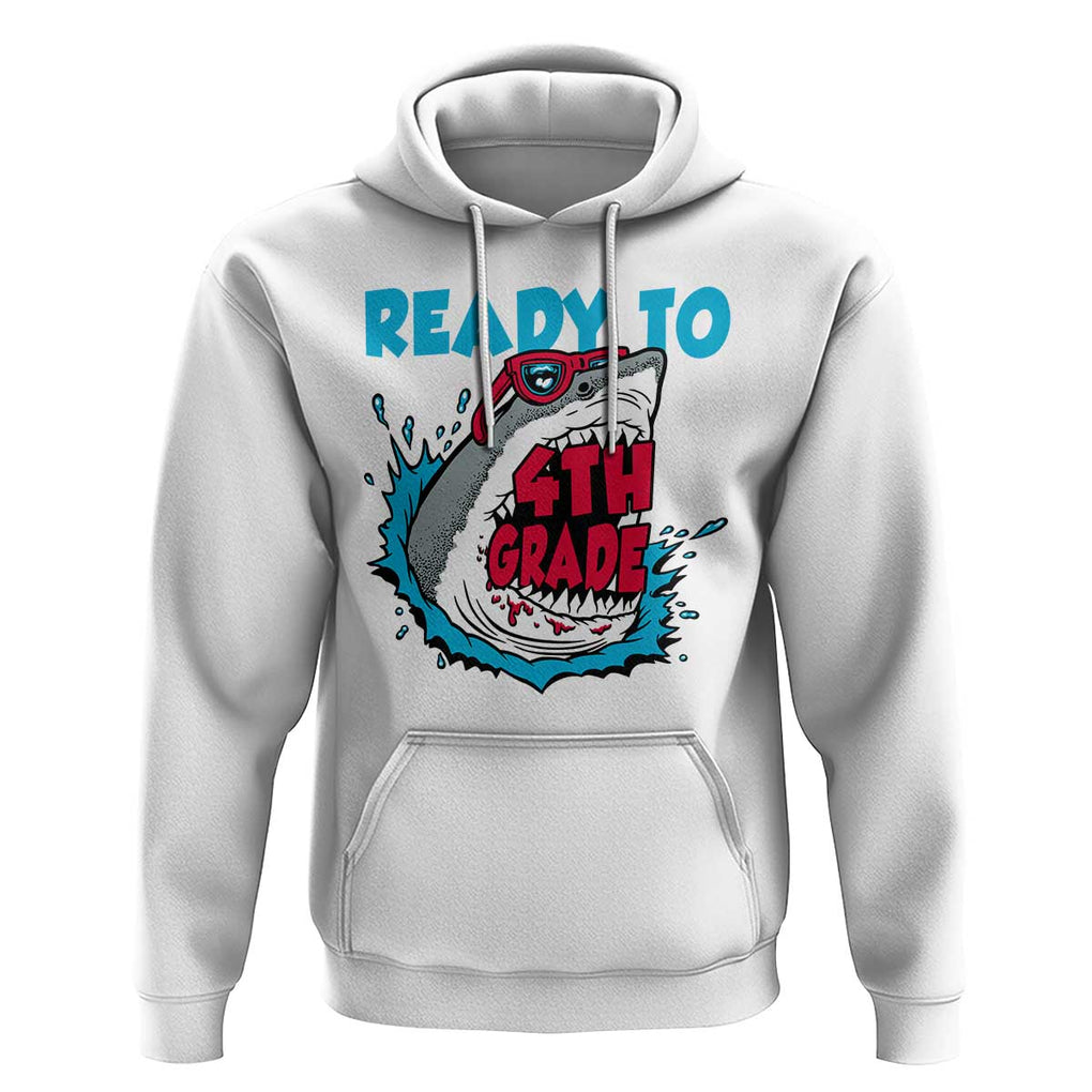Funny Shark Ready To Attack 4th Grade Hoodie TS09 White Print Your Wear