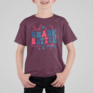 3rd Grade Baseball Player T Shirt For Kid Batter Up Back To School TS09 Maroon Print Your Wear