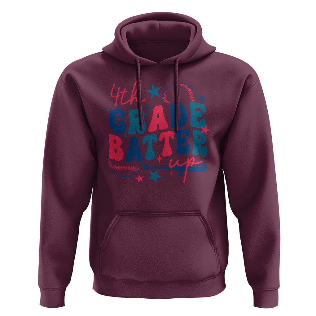 4th Grade Baseball Player Hoodie Batter Up Back To School TS09 Maroon Print Your Wear
