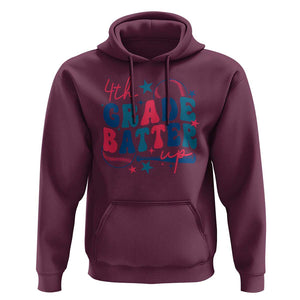 4th Grade Baseball Player Hoodie Batter Up Back To School TS09 Maroon Print Your Wear