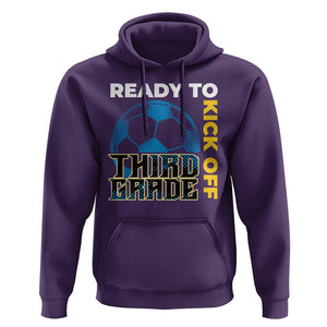 3rd Grade Soccer Player Hoodie Ready To Kick Off Third Grade TS09 Purple Print Your Wear