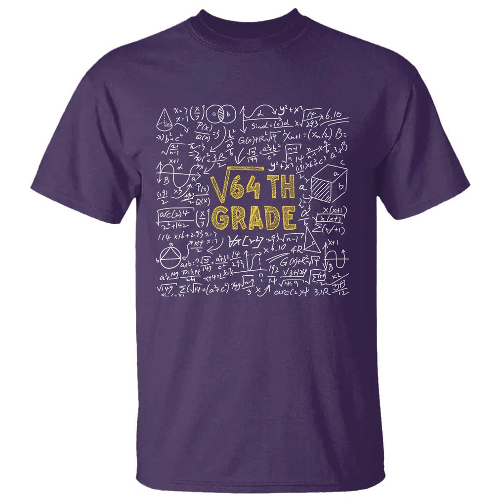 Funny Math Lover Back To School T Shirt 8th Grade Square Root Of 64 TS09 Purple Print Your Wear