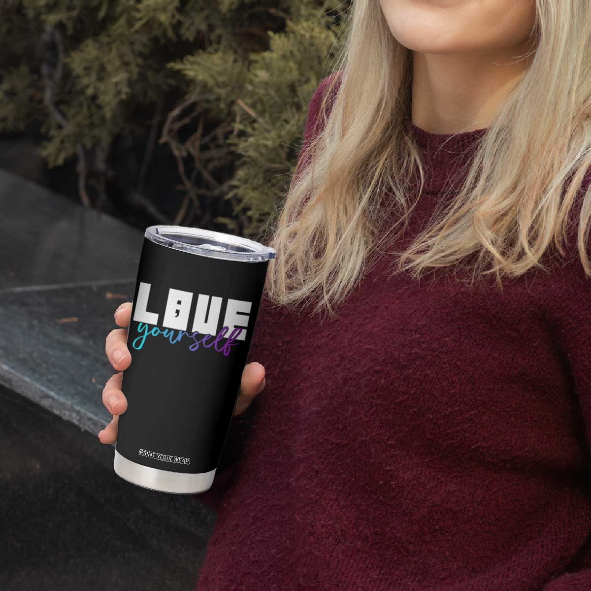 Love Yourself Semicolon Suicide Prevention Tumbler Cup TS09 Print Your Wear