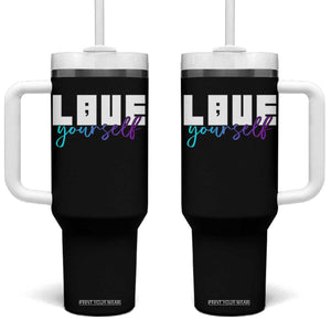 Love Yourself Semicolon Suicide Prevention Tumbler With Handle TS09 One Size: 40 oz Black Print Your Wear
