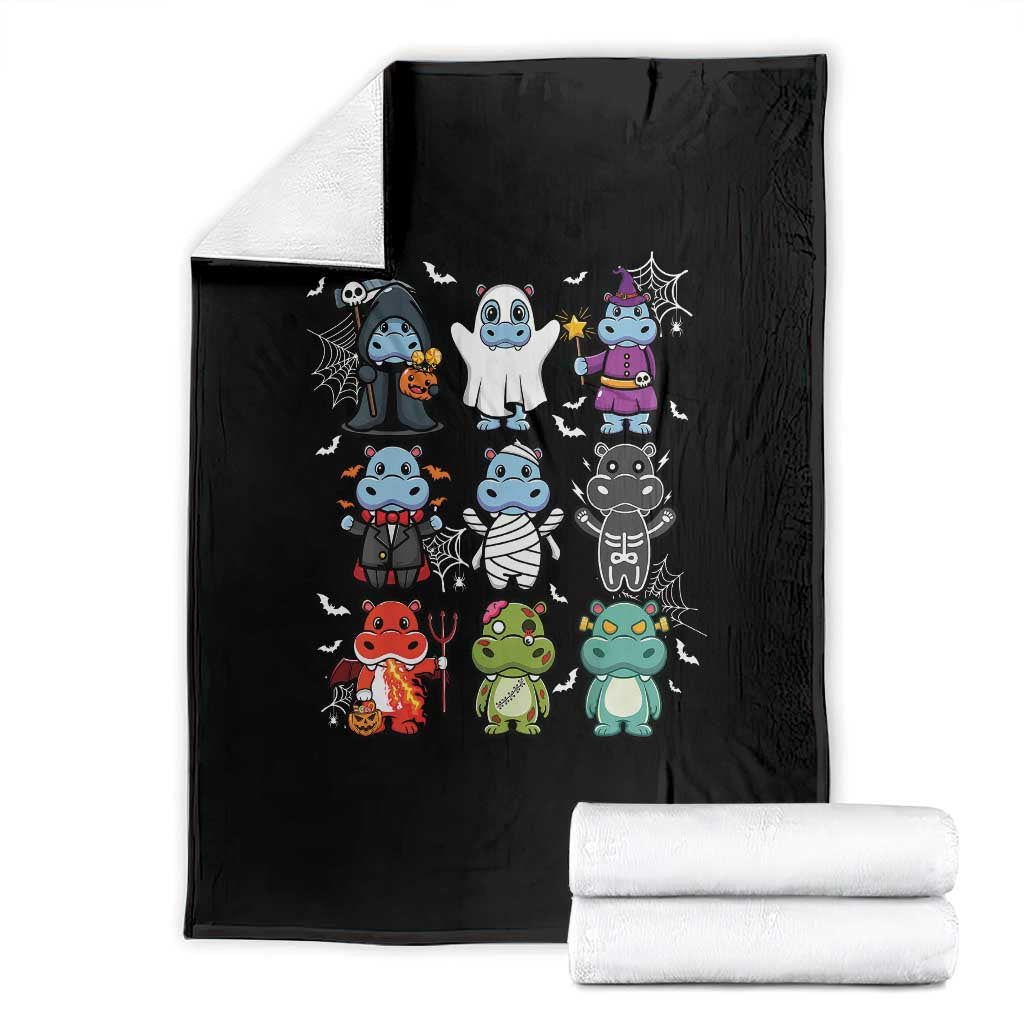Halloween Cute Baby Pygmy Hippo Throw Blanket TS09 Black Print Your Wear