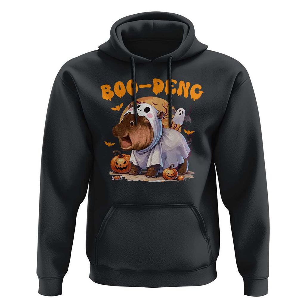 Halloween Boo Deng Hoodie Baby Pygmy Hippo Cute Ghost TS09 Black Print Your Wear