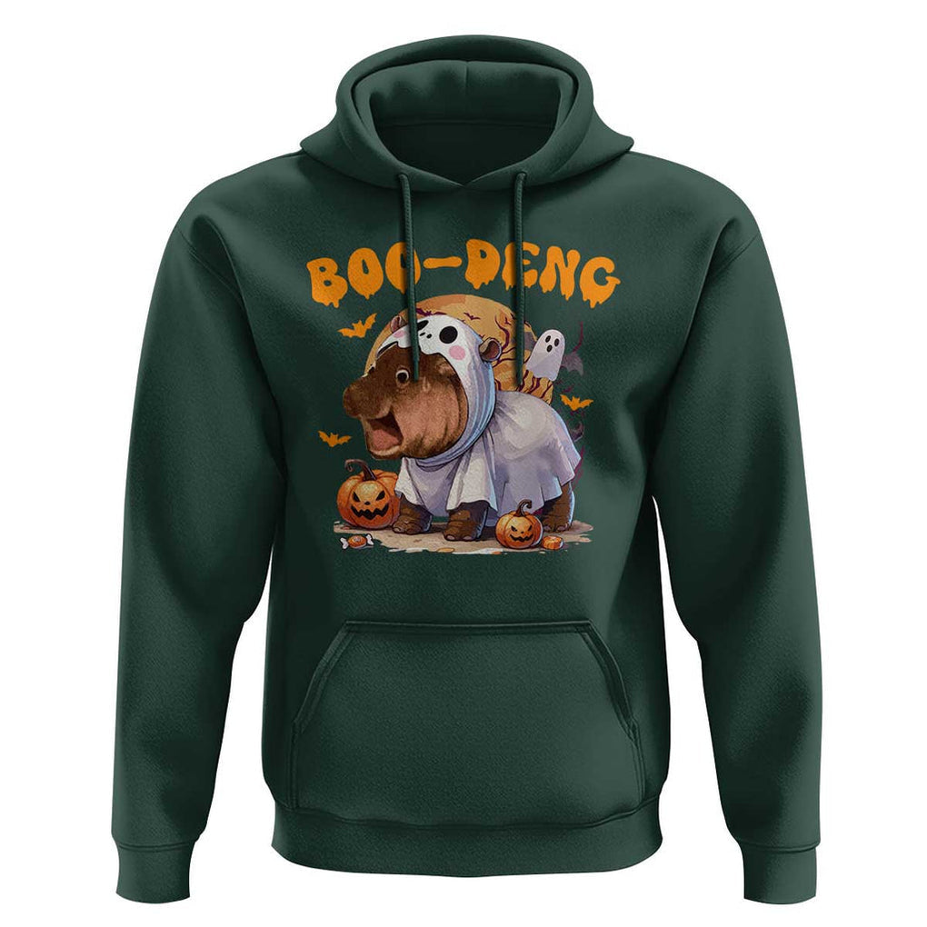 Halloween Boo Deng Hoodie Baby Pygmy Hippo Cute Ghost TS09 Dark Forest Green Print Your Wear