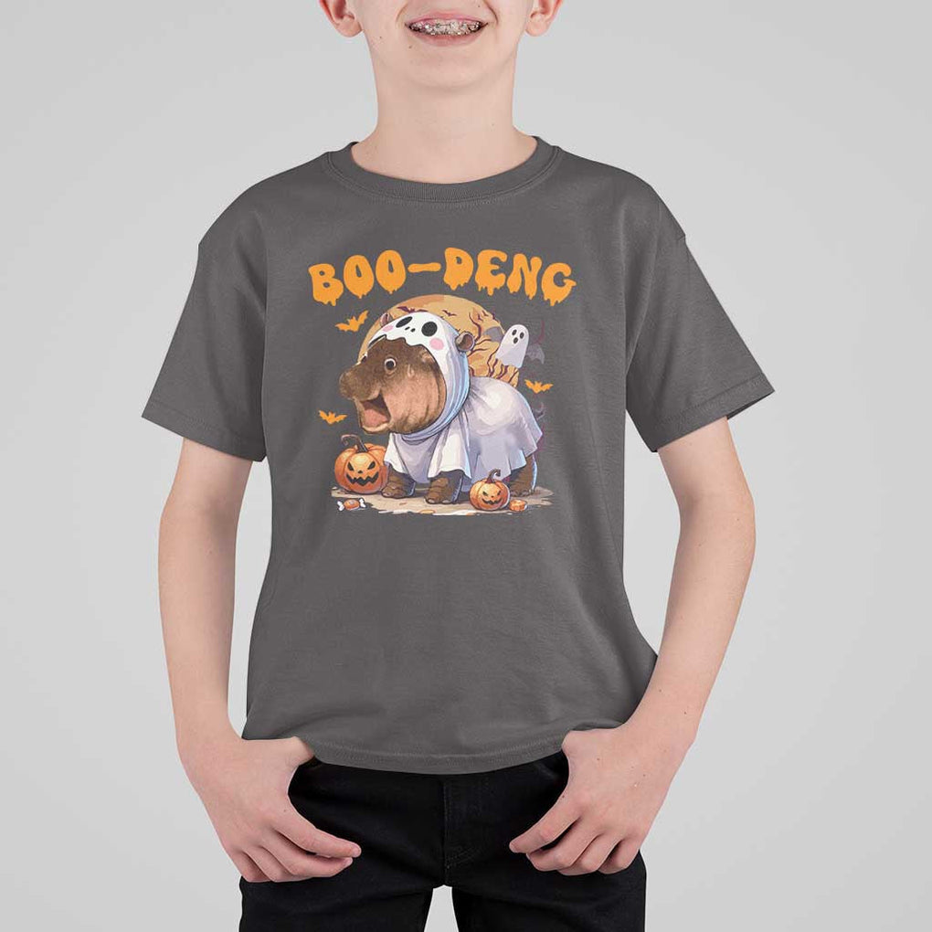 Halloween Boo Deng T Shirt For Kid Baby Pygmy Hippo Cute Ghost TS09 Dark Chocolate Print Your Wear