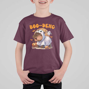 Halloween Boo Deng T Shirt For Kid Baby Pygmy Hippo Cute Ghost TS09 Maroon Print Your Wear