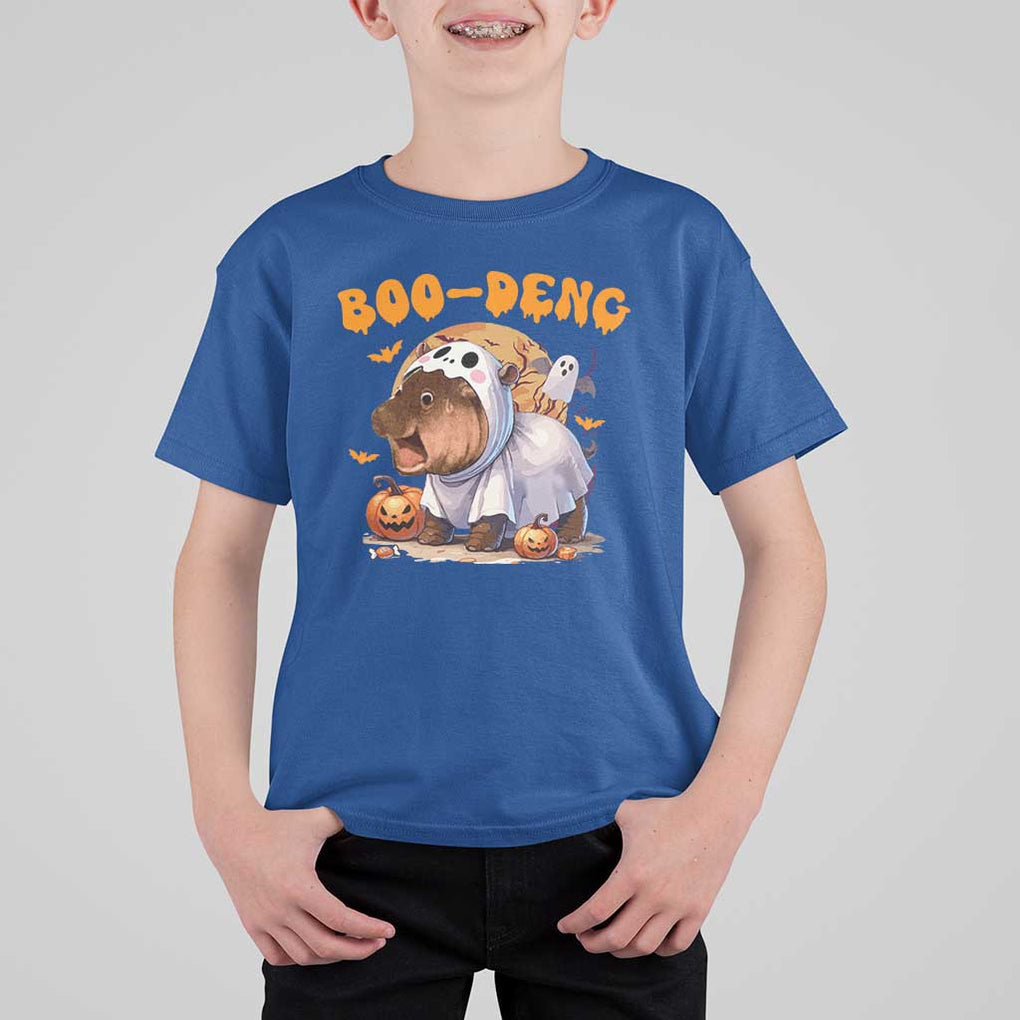 Halloween Boo Deng T Shirt For Kid Baby Pygmy Hippo Cute Ghost TS09 Royal Blue Print Your Wear