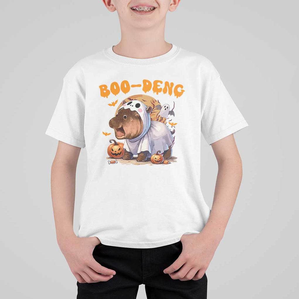 Halloween Boo Deng T Shirt For Kid Baby Pygmy Hippo Cute Ghost TS09 White Print Your Wear