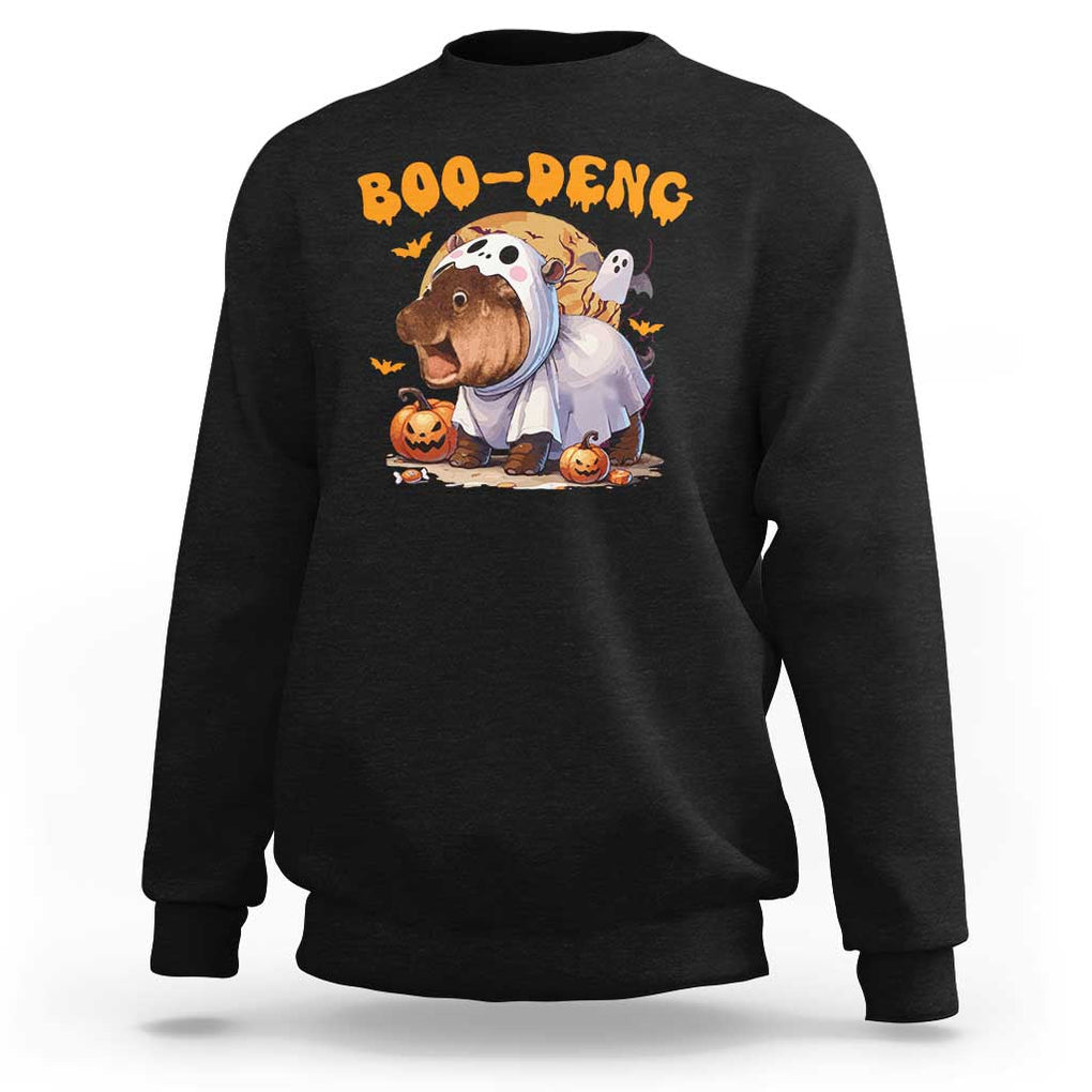 Halloween Boo Deng Sweatshirt Baby Pygmy Hippo Cute Ghost TS09 Black Print Your Wear