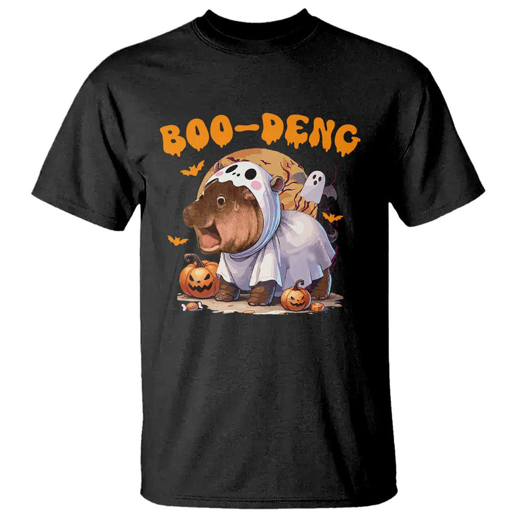 Halloween Boo Deng T Shirt Baby Pygmy Hippo Cute Ghost TS09 Black Print Your Wear