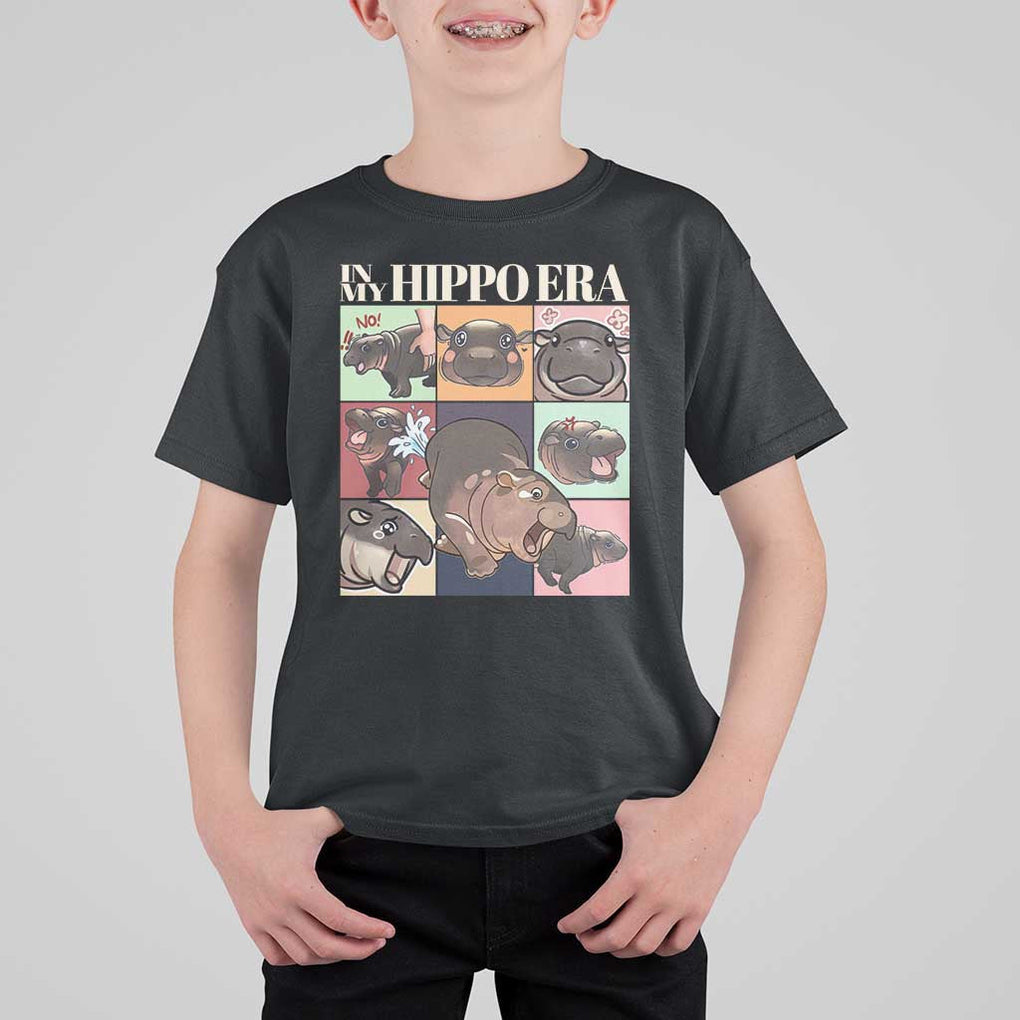 Cute Baby Pygmy Hippo Thailand T Shirt For Kid In My Hippo Era MooDeng Meme TS09 Black Print Your Wear