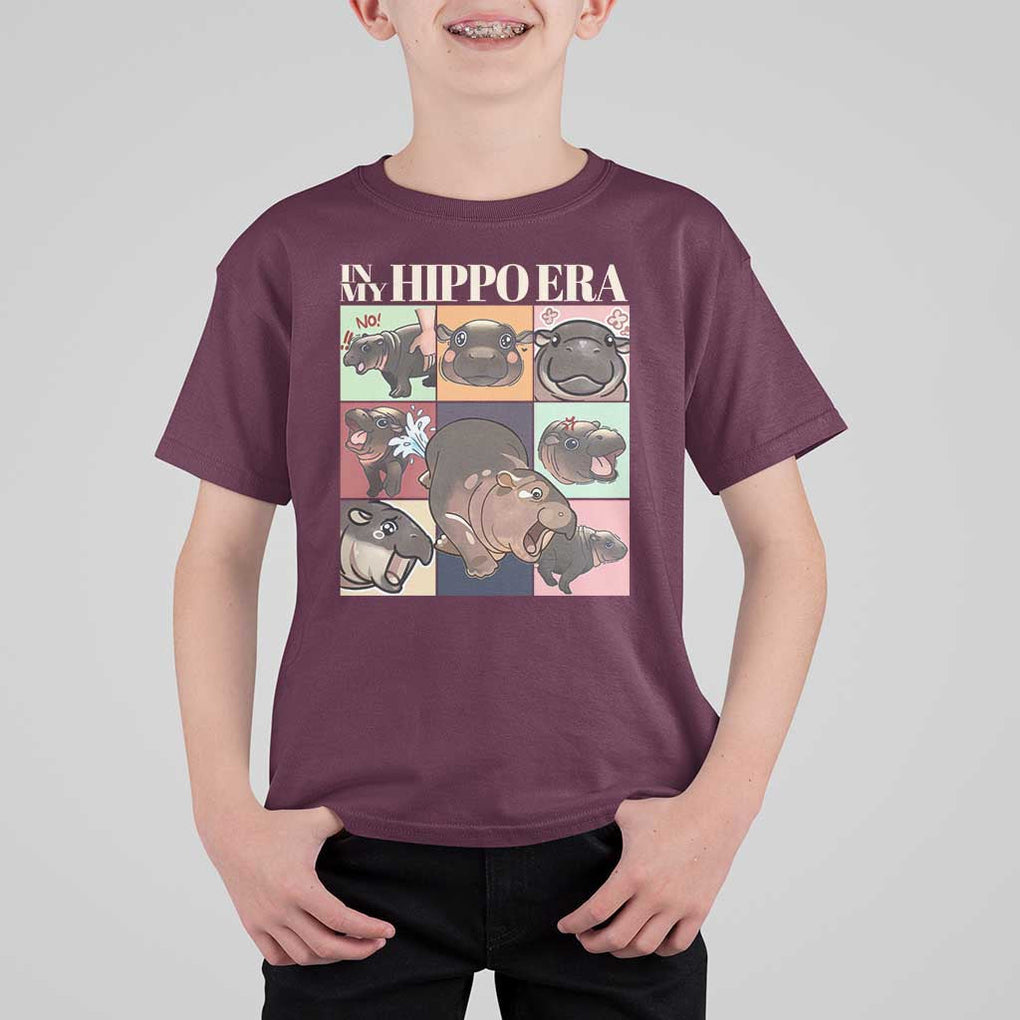 Cute Baby Pygmy Hippo Thailand T Shirt For Kid In My Hippo Era MooDeng Meme TS09 Maroon Print Your Wear