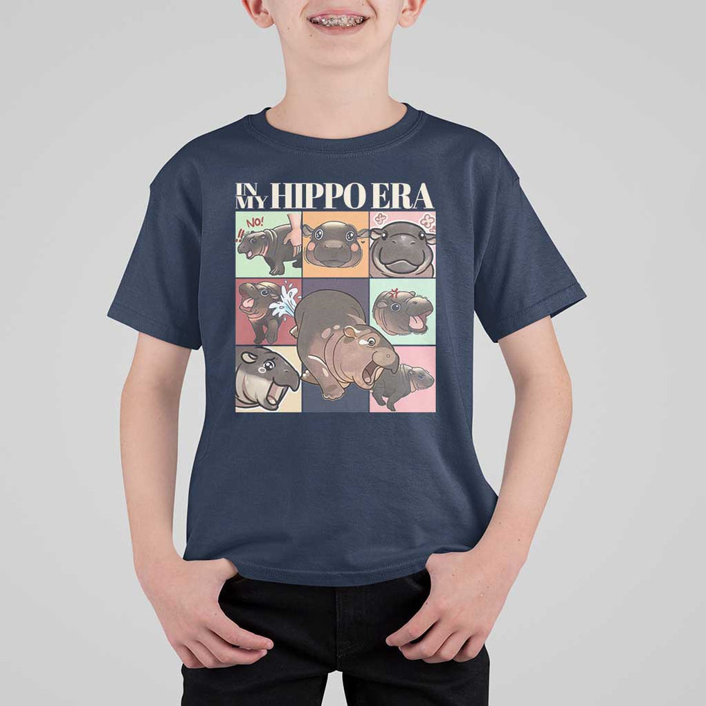 Cute Baby Pygmy Hippo Thailand T Shirt For Kid In My Hippo Era MooDeng Meme TS09 Navy Print Your Wear