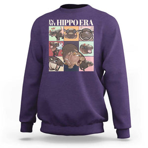 Cute Baby Pygmy Hippo Thailand Sweatshirt In My Hippo Era MooDeng Meme TS09 Purple Print Your Wear