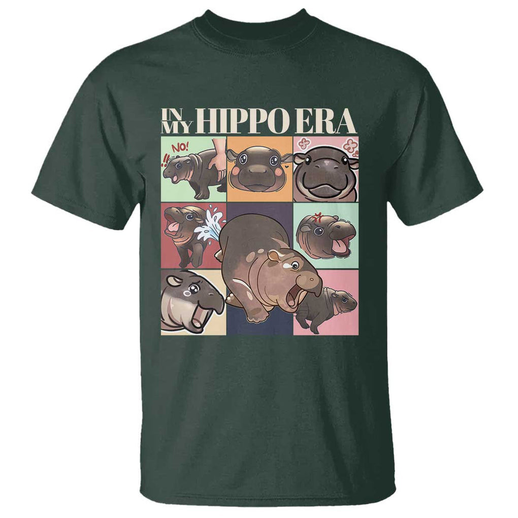 Cute Baby Pygmy Hippo Thailand T Shirt In My Hippo Era MooDeng Meme TS09 Dark Forest Green Print Your Wear