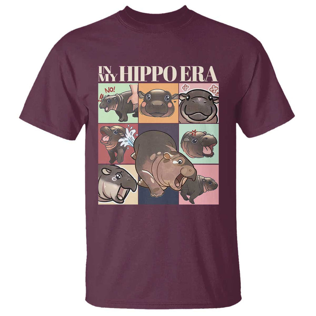 Cute Baby Pygmy Hippo Thailand T Shirt In My Hippo Era MooDeng Meme TS09 Maroon Print Your Wear
