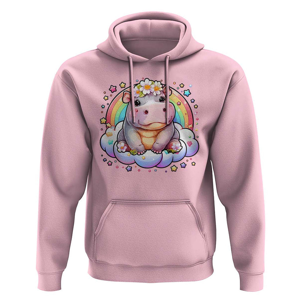 Cute Baby Pygmy Hippo Pastel Rainbow Hoodie TS09 Light Pink Print Your Wear
