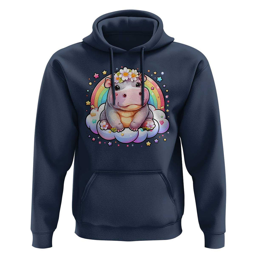 Cute Baby Pygmy Hippo Pastel Rainbow Hoodie TS09 Navy Print Your Wear