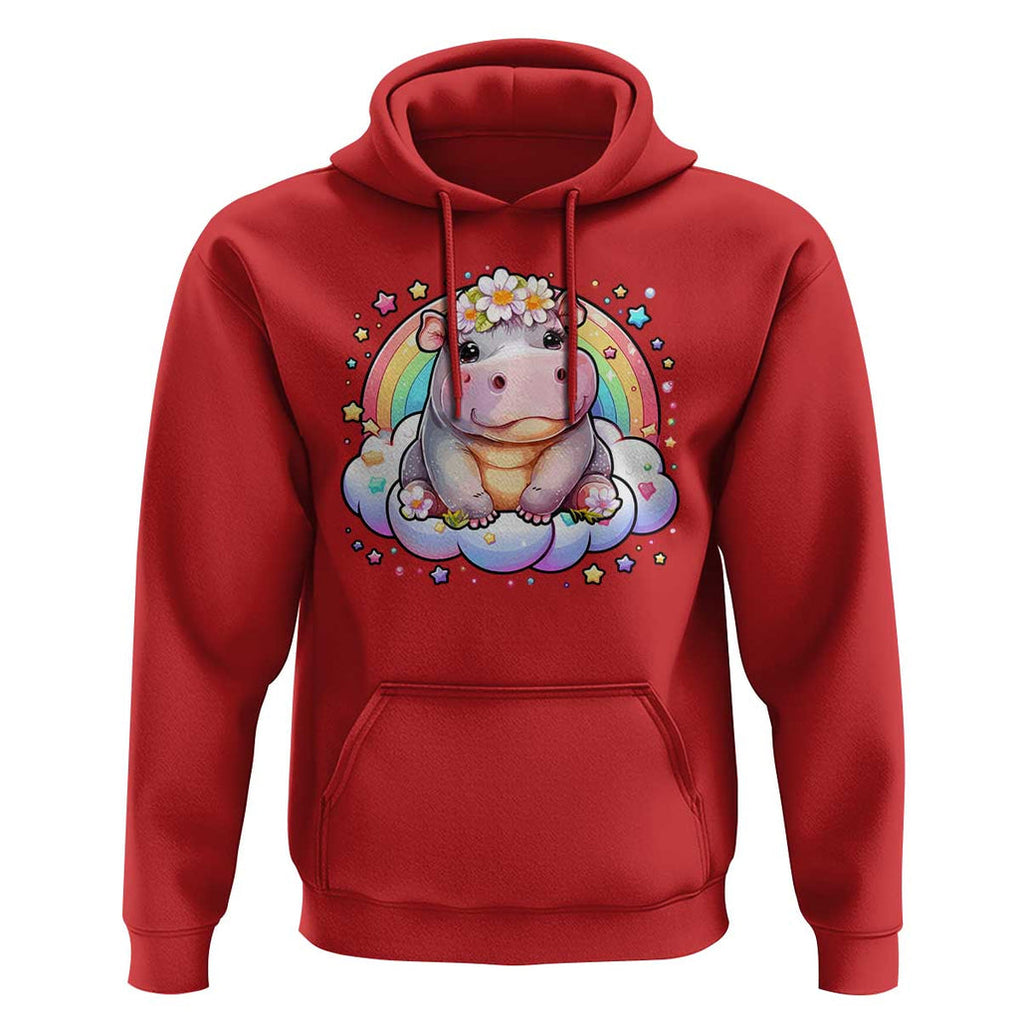 Cute Baby Pygmy Hippo Pastel Rainbow Hoodie TS09 Red Print Your Wear