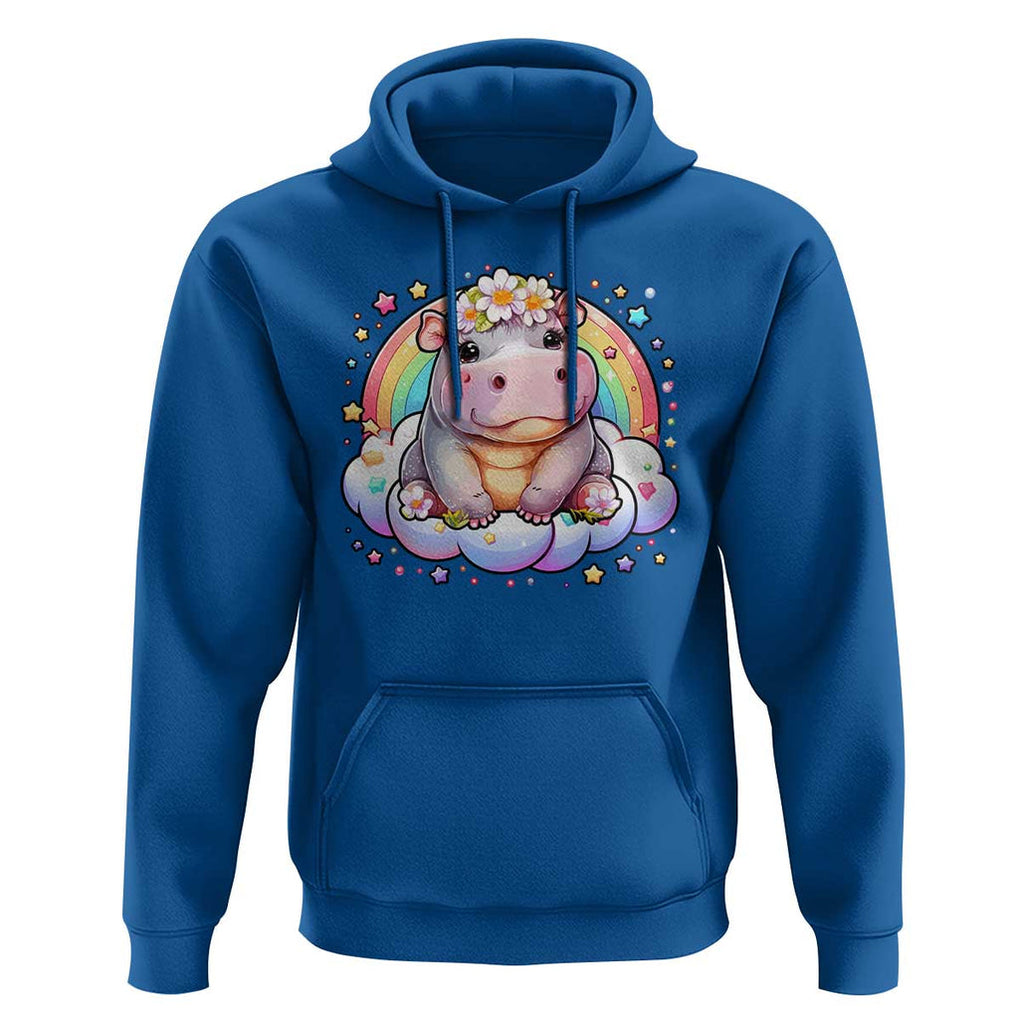 Cute Baby Pygmy Hippo Pastel Rainbow Hoodie TS09 Royal Blue Print Your Wear