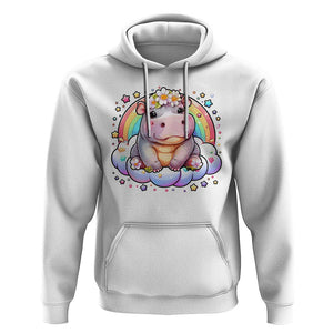 Cute Baby Pygmy Hippo Pastel Rainbow Hoodie TS09 White Print Your Wear