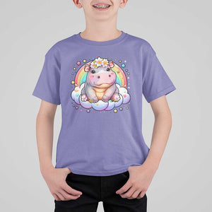 Cute Baby Pygmy Hippo Pastel Rainbow T Shirt For Kid TS09 Violet Print Your Wear