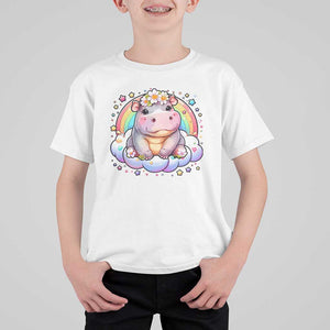 Cute Baby Pygmy Hippo Pastel Rainbow T Shirt For Kid TS09 White Print Your Wear