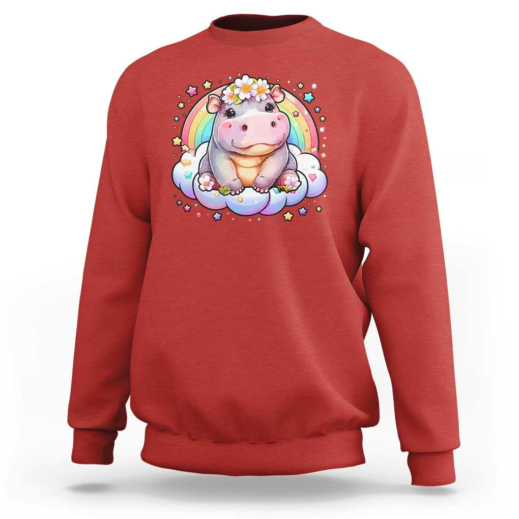 Cute Baby Pygmy Hippo Pastel Rainbow Sweatshirt TS09 Red Print Your Wear