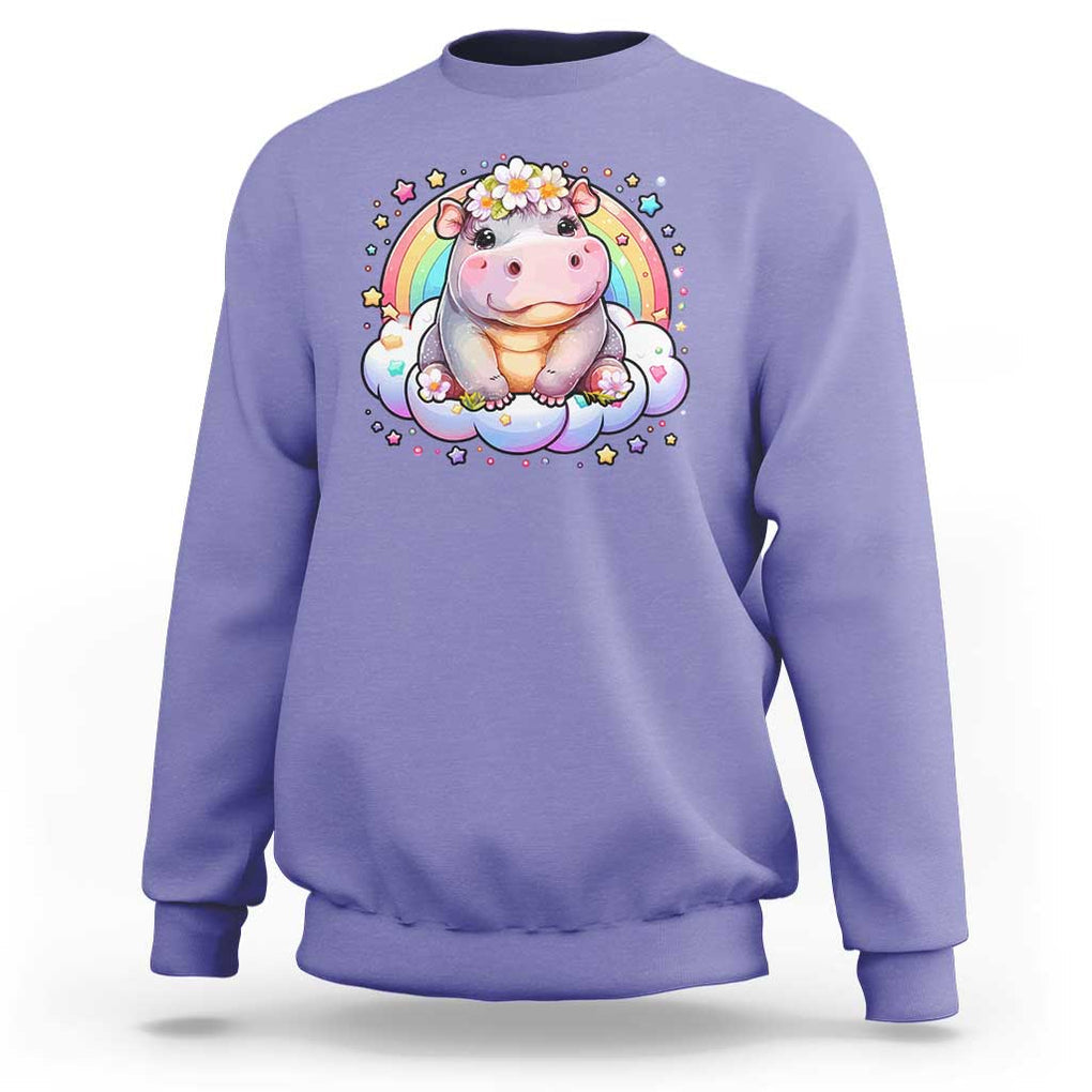 Cute Baby Pygmy Hippo Pastel Rainbow Sweatshirt TS09 Violet Print Your Wear