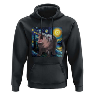 Funny Baby Pygmy Hippo Thailand Hoodie Starry Night MooDeng Meme TS09 Black Print Your Wear
