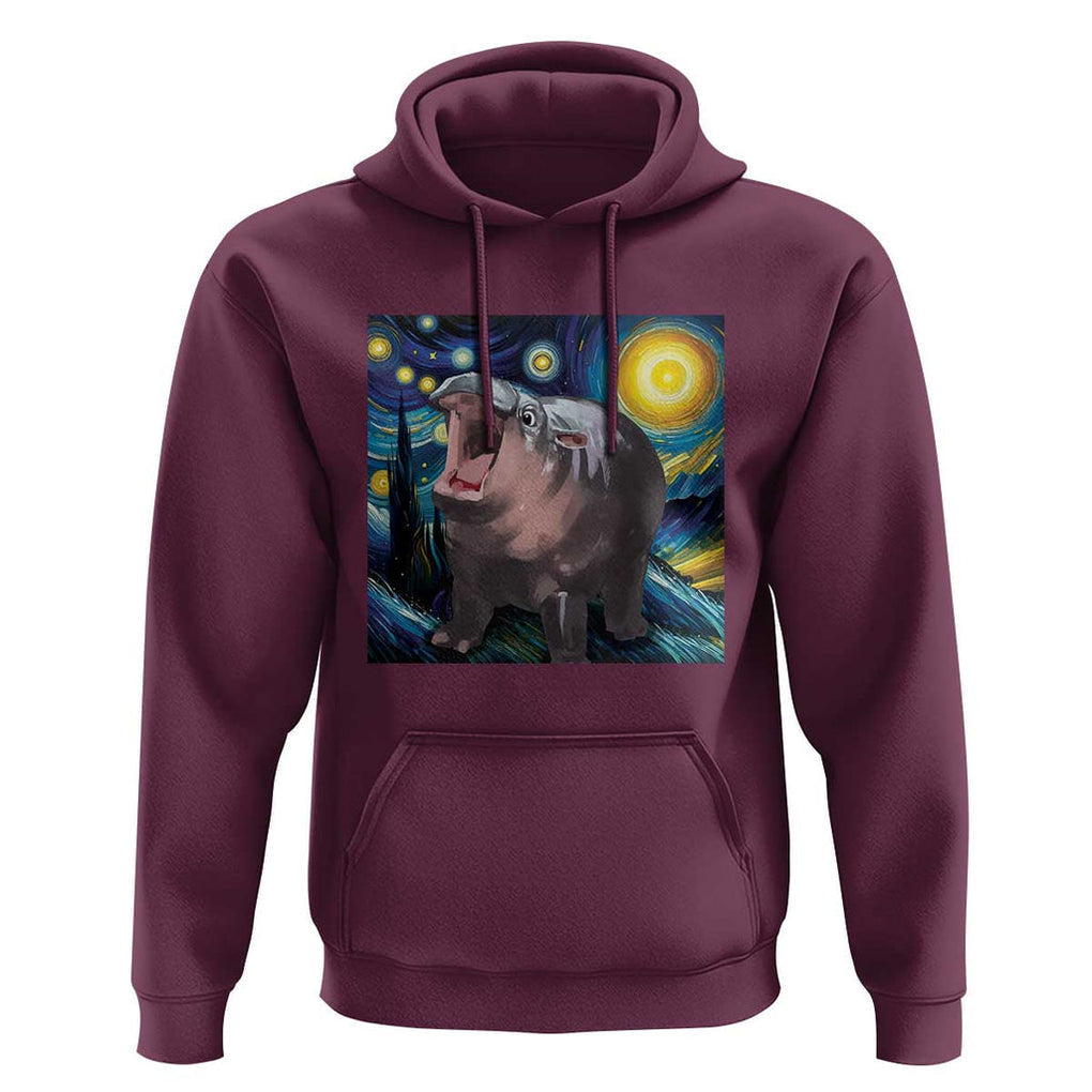 Funny Baby Pygmy Hippo Thailand Hoodie Starry Night MooDeng Meme TS09 Maroon Print Your Wear