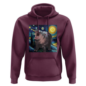 Funny Baby Pygmy Hippo Thailand Hoodie Starry Night MooDeng Meme TS09 Maroon Print Your Wear