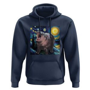 Funny Baby Pygmy Hippo Thailand Hoodie Starry Night MooDeng Meme TS09 Navy Print Your Wear