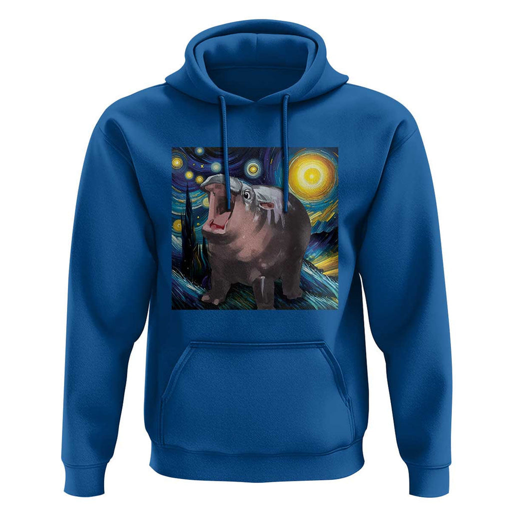 Funny Baby Pygmy Hippo Thailand Hoodie Starry Night MooDeng Meme TS09 Royal Blue Print Your Wear