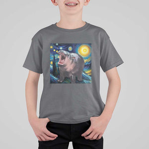 Funny Baby Pygmy Hippo Thailand T Shirt For Kid Starry Night MooDeng Meme TS09 Charcoal Print Your Wear
