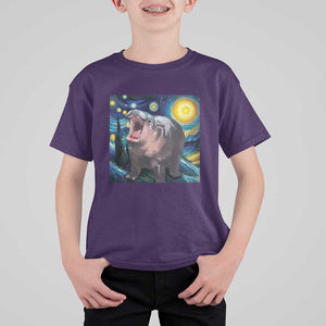Funny Baby Pygmy Hippo Thailand T Shirt For Kid Starry Night MooDeng Meme TS09 Purple Print Your Wear