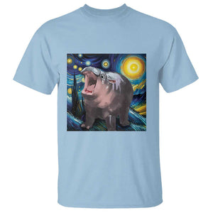 Funny Baby Pygmy Hippo Thailand T Shirt Starry Night MooDeng Meme TS09 Light Blue Print Your Wear